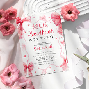 Little Sweetheart Valentines Bow Baby Shower Invitation