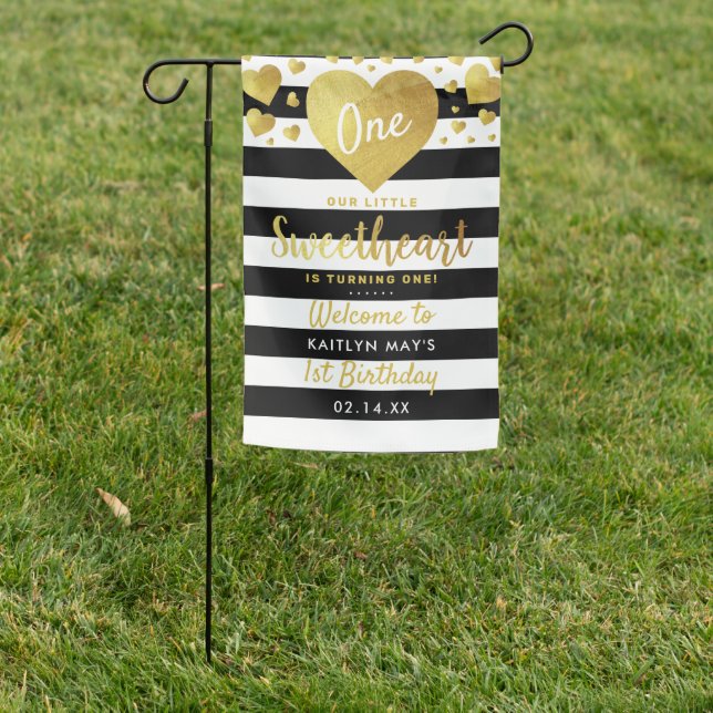 Little Sweetheart Valentine's Day Any Age Birthday Garden Flag (In SItu)