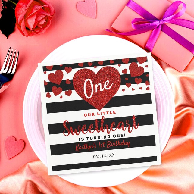 Little Sweetheart Valentine's Day Any Age Birthday Napkins (Creator Uploaded)