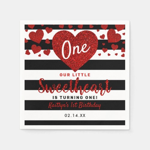 Little Sweetheart Valentines Day Any Age Birthday Napkins