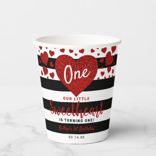 Little Sweetheart Valentines Day Any Age Birthday Paper Cups