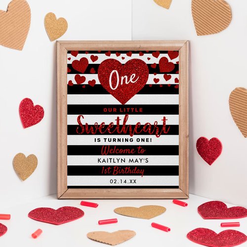 Little Sweetheart Valentines Day Any Age Birthday Poster