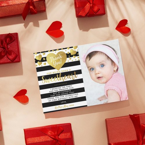 Little Sweetheart Valentines Day Any Age Birthday Thank You Card