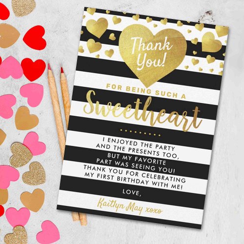 Little Sweetheart Valentines Day Any Age Birthday Thank You Card