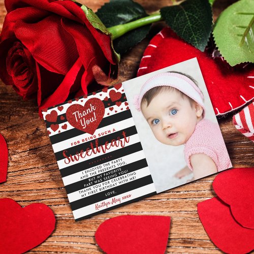 Little Sweetheart Valentines Day Any Age Birthday Thank You Card