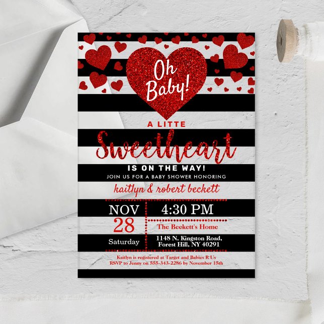 Little Sweetheart Valentine's Day Baby Shower Acrylic Invitations (Creator Uploaded)