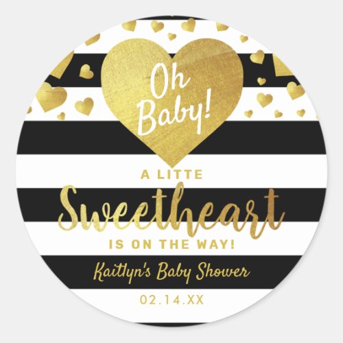 Little Sweetheart Valentine's Day Baby Shower Classic Round Sticker