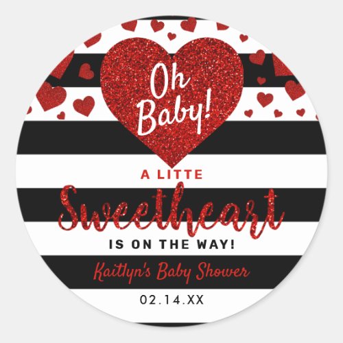 Little Sweetheart Valentine's Day Baby Shower Classic Round Sticker