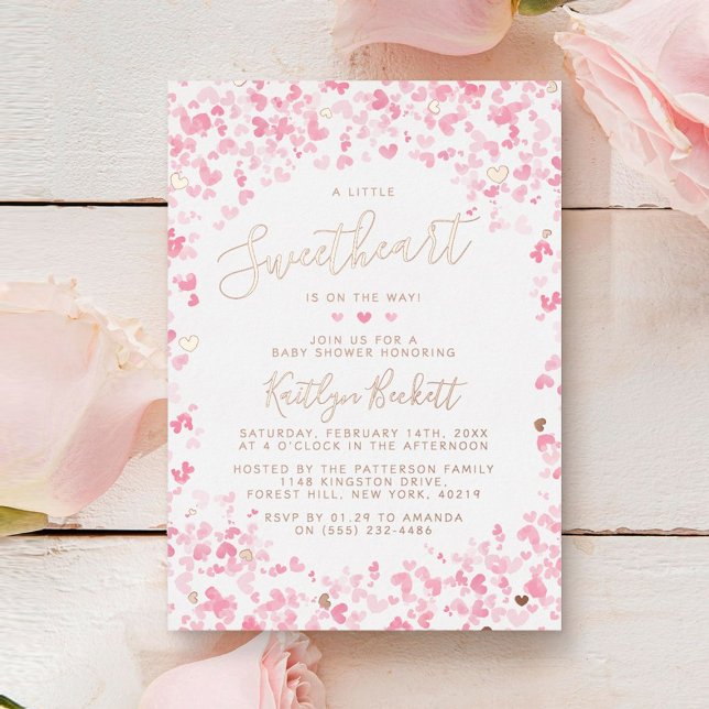 Little Sweetheart Valentine's Day Baby Shower Foil Invitation (Creator Uploaded)