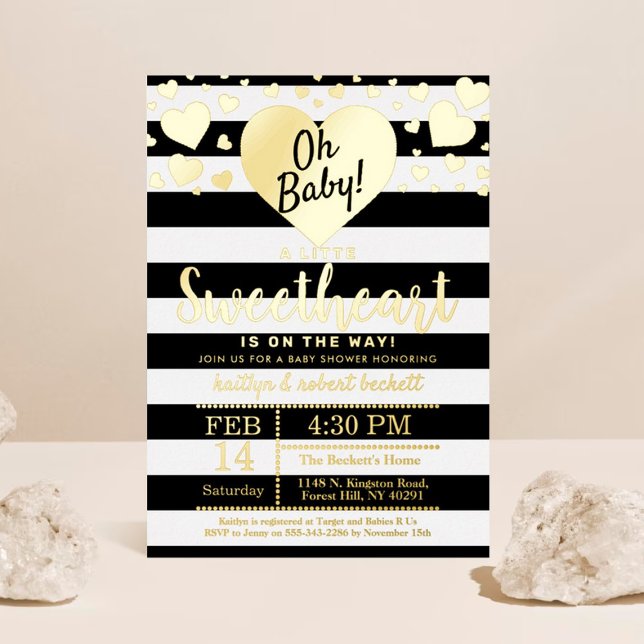 Little Sweetheart Valentine's Day Baby Shower Foil Invitation (Creator Uploaded)