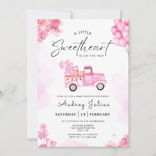 Little Sweetheart Valentines Day Baby Shower  Invitation