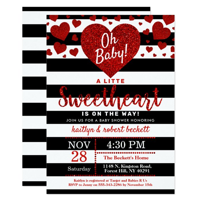 Little Sweetheart Valentine's Day Baby Shower Invitation