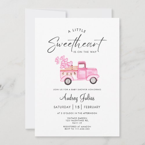 Little Sweetheart Valentines Day Baby Shower   Invitation
