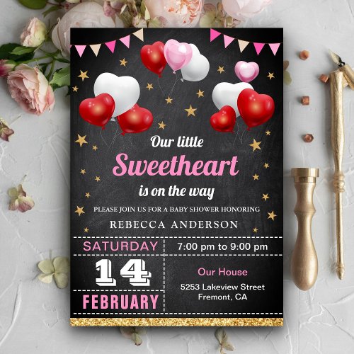 Little Sweetheart Valentines Day Baby Shower Invitation