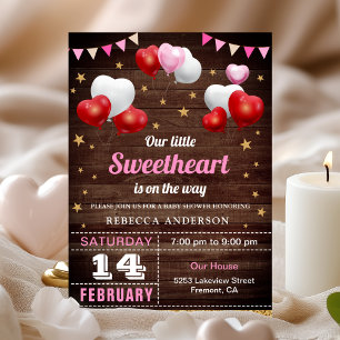 Little Sweetheart Valentine's Day Baby Shower Invitation