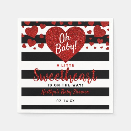 Little Sweetheart Valentines Day Baby Shower Napkins