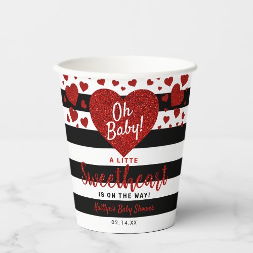 Little Sweetheart Valentines Day Baby Shower Paper Cups