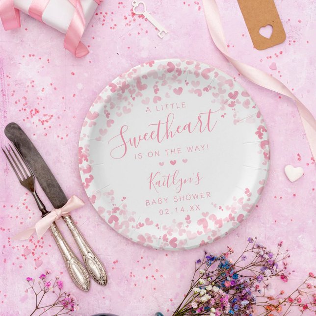 Little Sweetheart Valentine's Day Baby Shower Paper Plates (Creator Uploaded)
