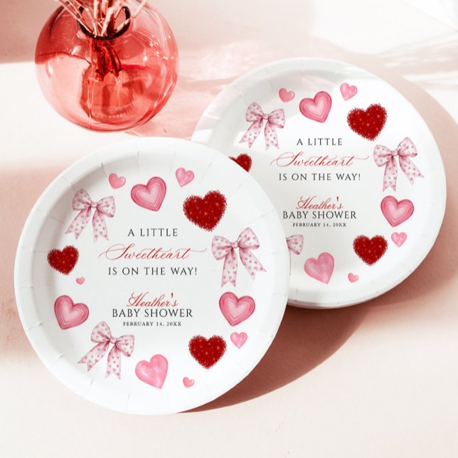 Little Sweetheart Valentines Day Baby Shower Paper Plates (Creator Uploaded)