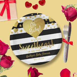 Little Sweetheart Valentine's Day Baby Shower Paper Plates