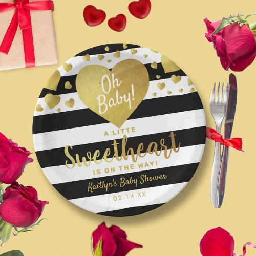 Little Sweetheart Valentines Day Baby Shower Paper Plates