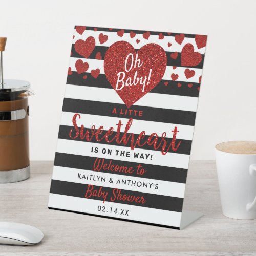 Little Sweetheart Valentines Day Baby Shower Pedestal Sign