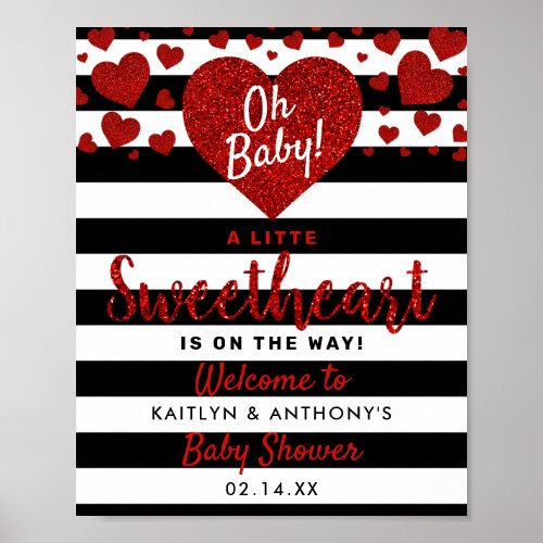 Little Sweetheart Valentine's Day Baby Shower Poster