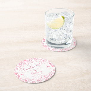 Little Sweetheart Valentine's Day Baby Shower Round Paper Coaster
