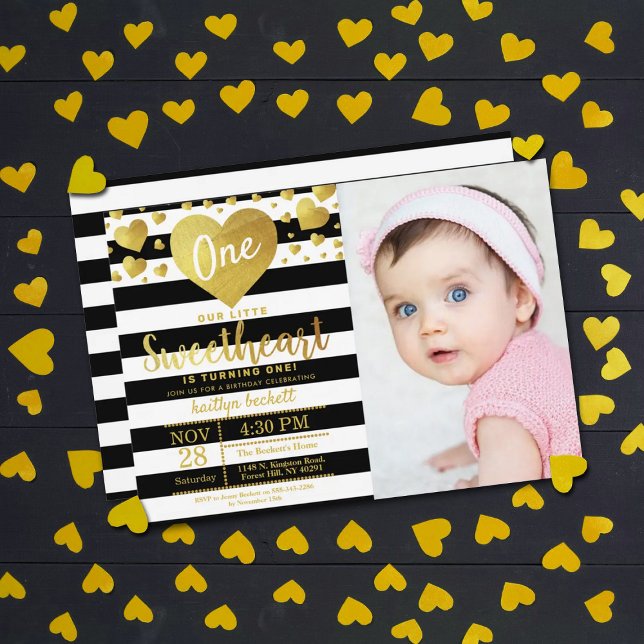Little Sweetheart Valentine's Day Birthday Photo Invitation (Creator Uploaded)