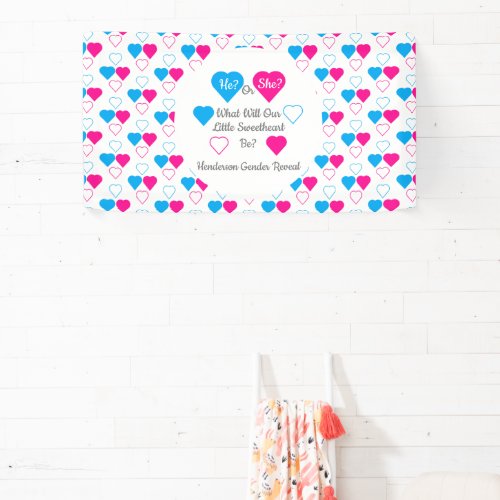Little Sweetheart Valentines Day Gender Reveal Banner
