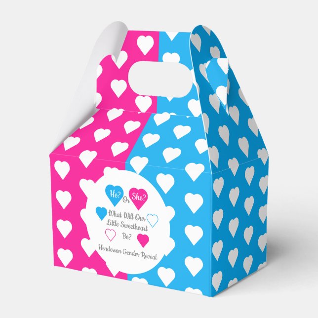 Little Sweetheart Valentine's Day Gender Reveal Favor Boxes (Front Side)