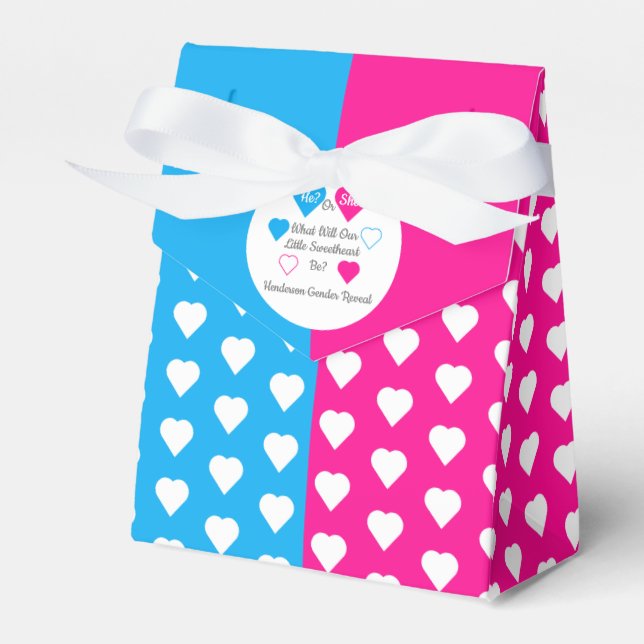 Little Sweetheart Valentine's Day Gender Reveal Favor Boxes (Front Side)