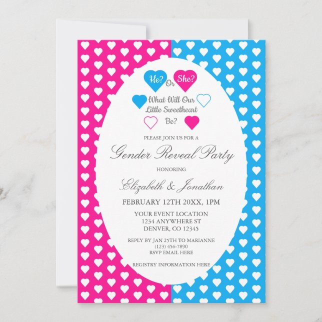 Little Sweetheart Valentine's Day Gender Reveal Invitation (Front)
