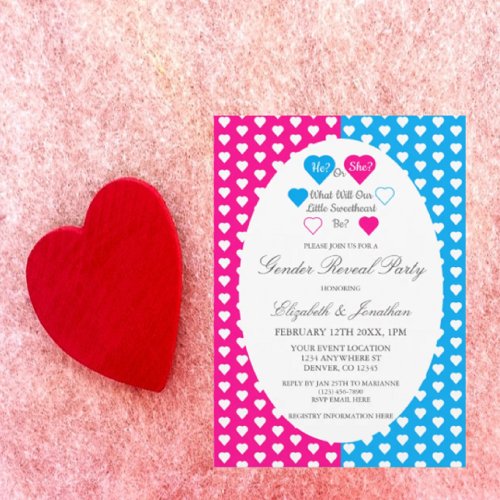 Little Sweetheart Valentines Day Gender Reveal Invitation