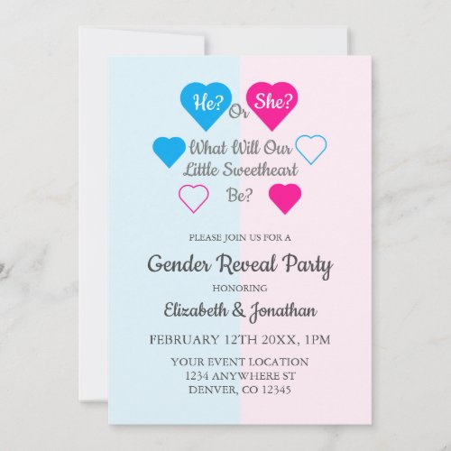 Little Sweetheart Valentines Day Gender Reveal Invitation