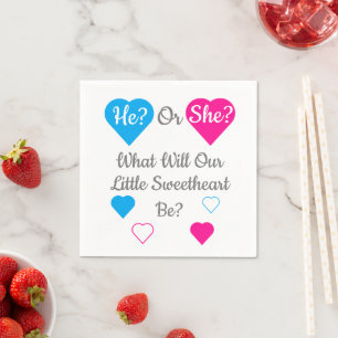 Little Sweetheart Valentine's Day Gender Reveal Napkins