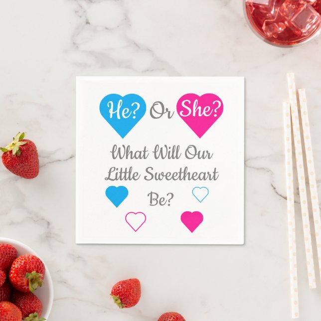 Little Sweetheart Valentine's Day Gender Reveal Napkins (Insitu)