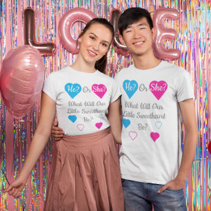 Little Sweetheart Valentine's Day Gender Reveal T-Shirt