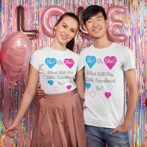 Little Sweetheart Valentines Day Gender Reveal T_Shirt