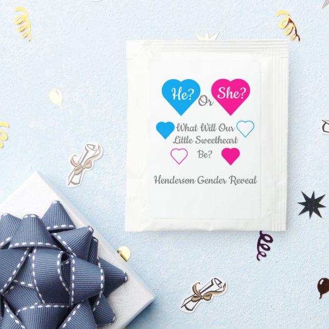 Little Sweetheart Valentine's Day Gender Reveal Tea Bag Drink Mix (Packets)