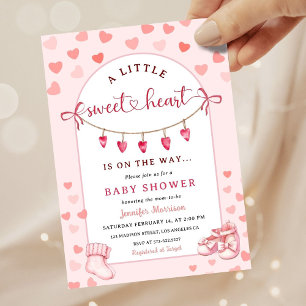 Little Sweetheart Valentine's Day Girl Baby Shower Invitation