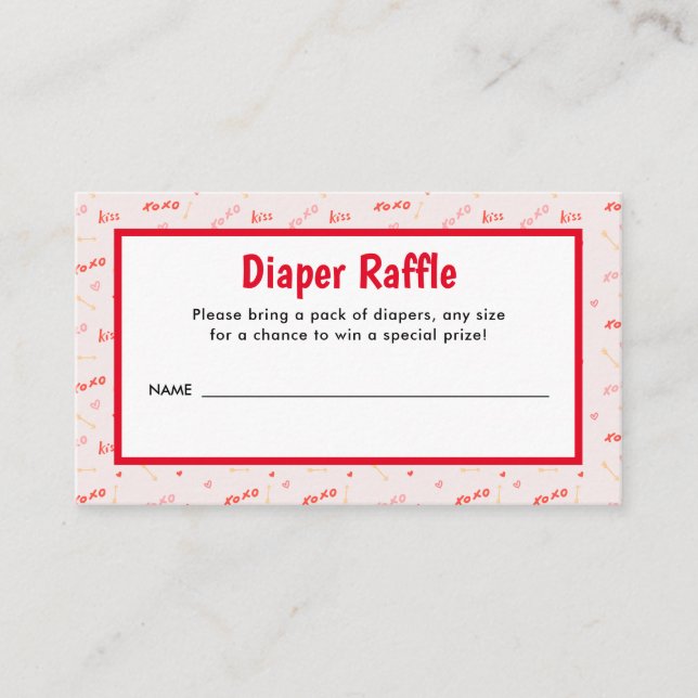 Little Sweetheart Valentines Diaper Raffle  Enclosure Card (Front)