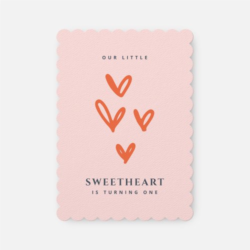 Little Sweetheart Valentines First Birthday Invitation