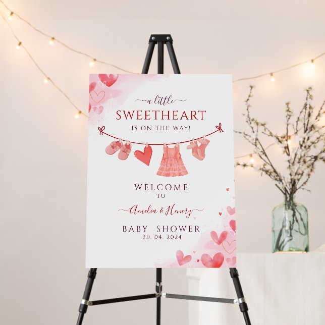 Little Sweetheart Valentines Girl Baby Shower  Foam Board (In Situ (Stand))