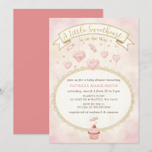 Little Sweetheart Valentines Girl Baby Shower Invitation