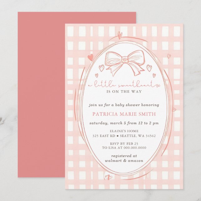 Little Sweetheart Valentines Girl Baby Shower Invitation (Front/Back)