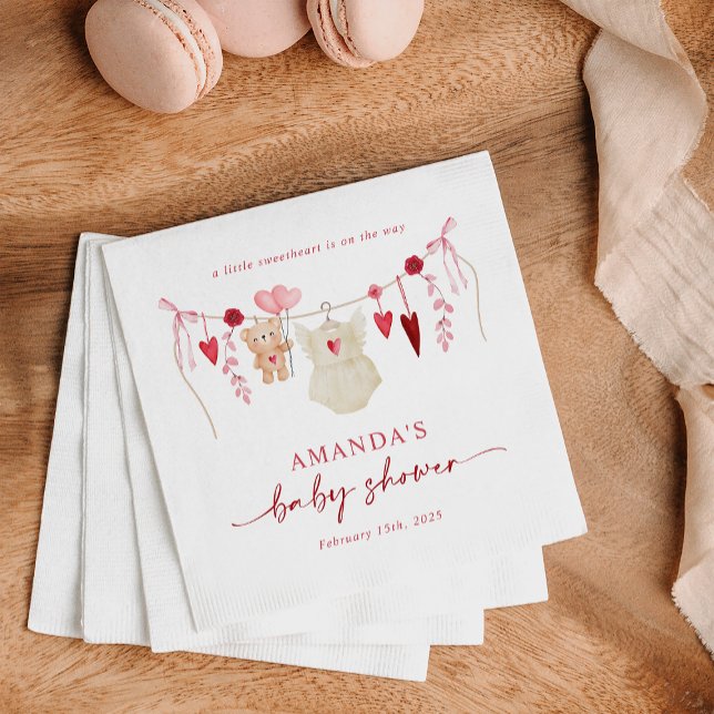 Little Sweetheart Valentine's Girl Baby Shower Napkins (Creator Uploaded)