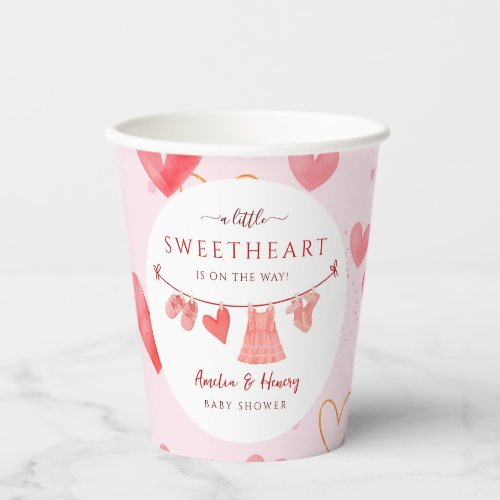Little Sweetheart Valentines Girl Baby Shower  Paper Cups