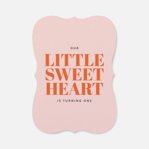 Little Sweetheart Valentines Girl First Birthday Invitation