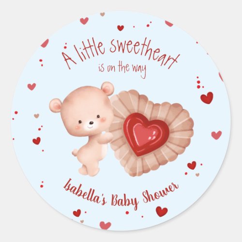 Little Sweetheart Valentines Heart Baby Shower Classic Round Sticker